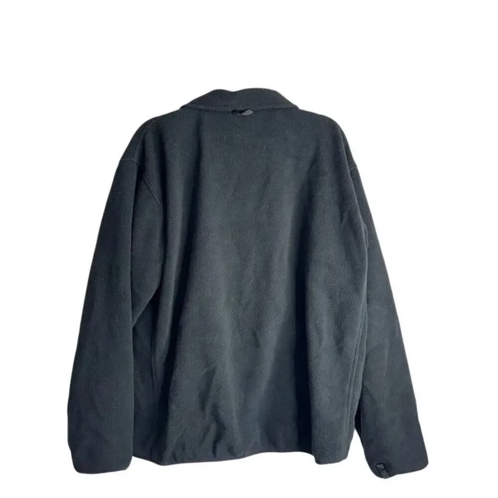 The North Face Jacket Mens Size Large Black Full Zip Fleece Logo Side‎ Pockets